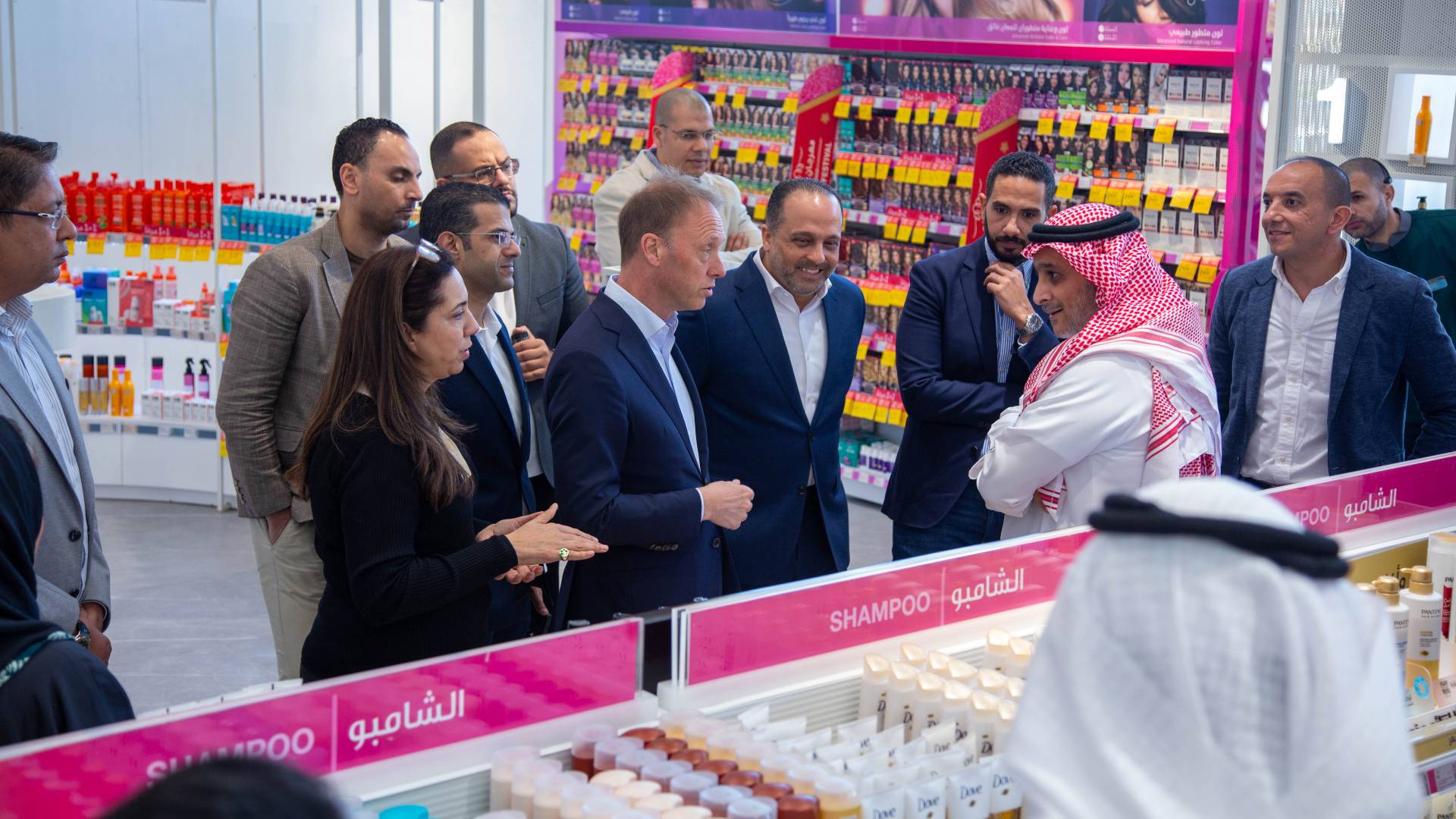 CEO Hein Schumacher and leadership team at Nahdi pharmacy