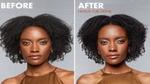 Two images of a women before and after using the Curl Define product range