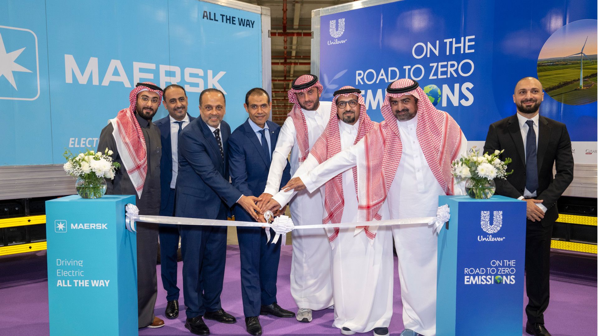 Ribbon cutting during e truck ceremony