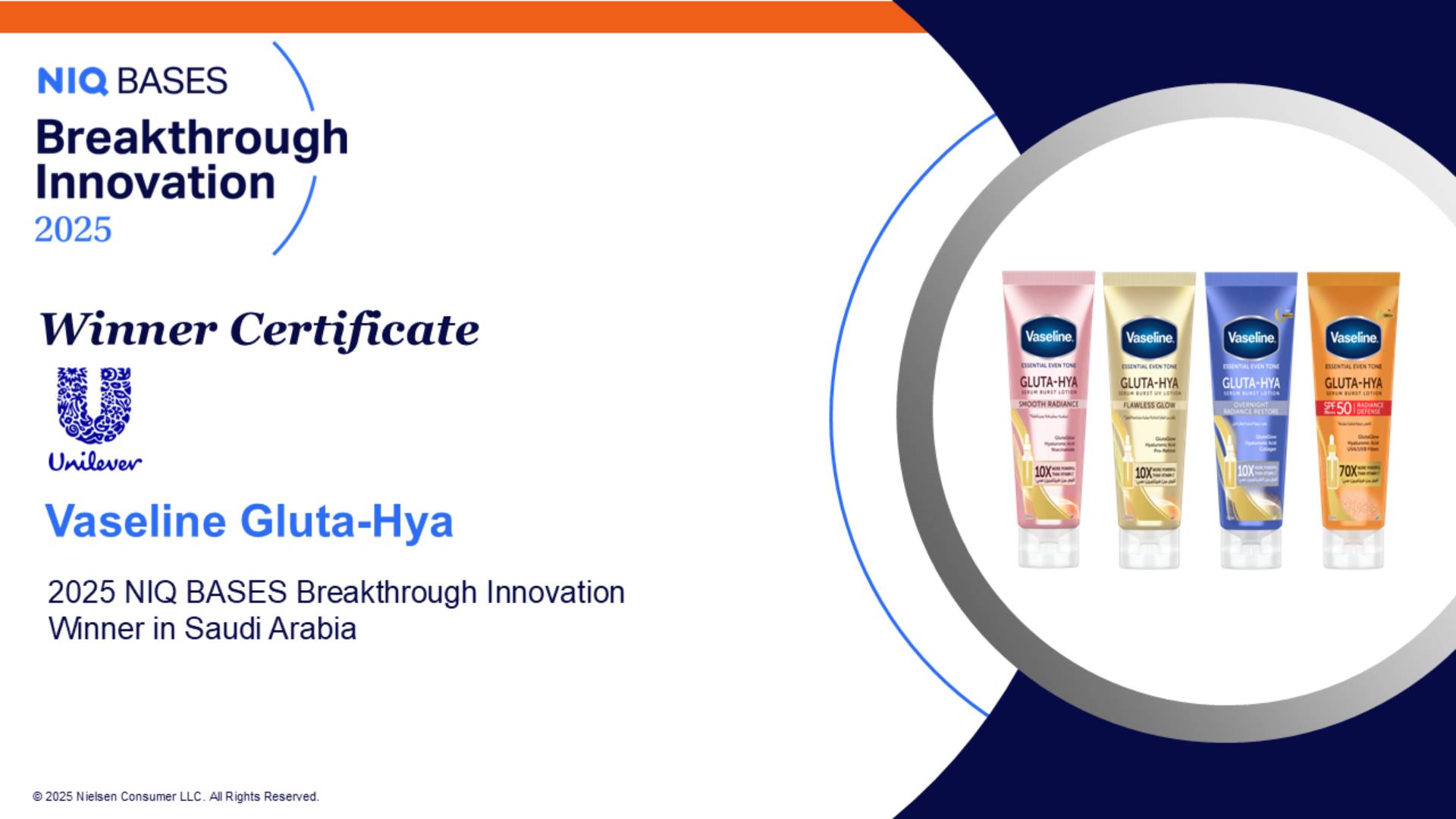Gluta-Hya Nielsen Certificate for IQ Breakthrough Innovation Awards in Saudi Arabia
